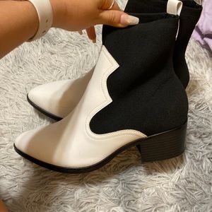 Black and white booties never worn